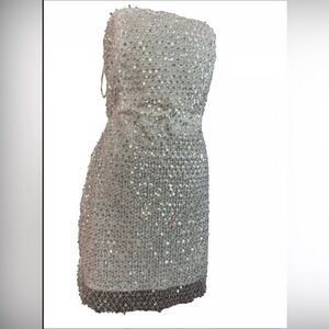 Lulu's Sparkling Silver Mini Dress NWT
